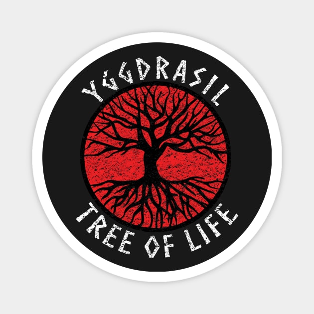 Tree of Life Yggdrasil Red Valhalla Vikings Grunge Distressed Magnet by vikki182@hotmail.co.uk